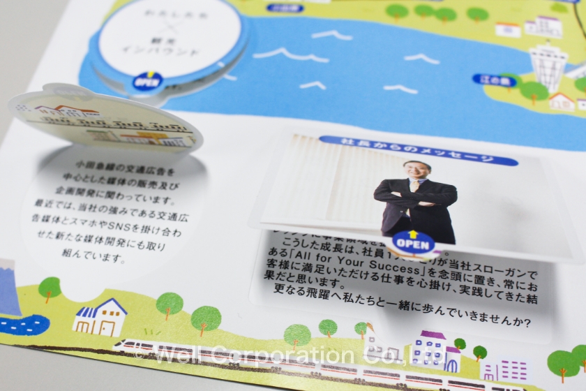 開いた状態のポップアップ会社案内2