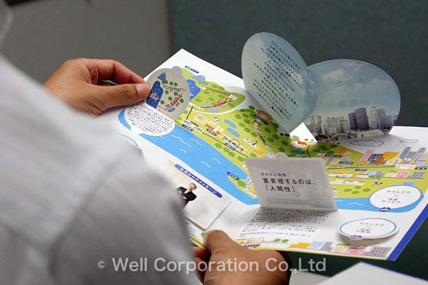 開いた状態のポップアップ会社案内4