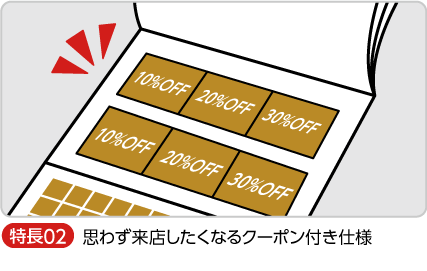 思わず来店したくなるクーポン付き仕様