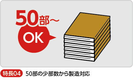 50部の少部数から製造対応