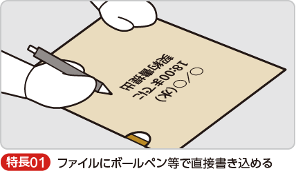 ファイルにボールペン等で直接書き込める